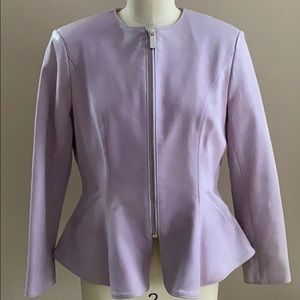 Pamella Roland leather peplum jacket lavender
